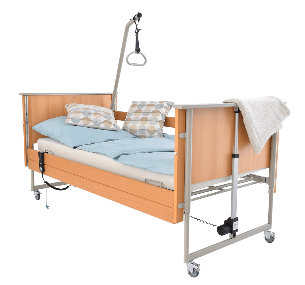 aks-Bett D4 LowEntry Metall-Liegefläche, 29V-SMPS 90x200 cm, Holz