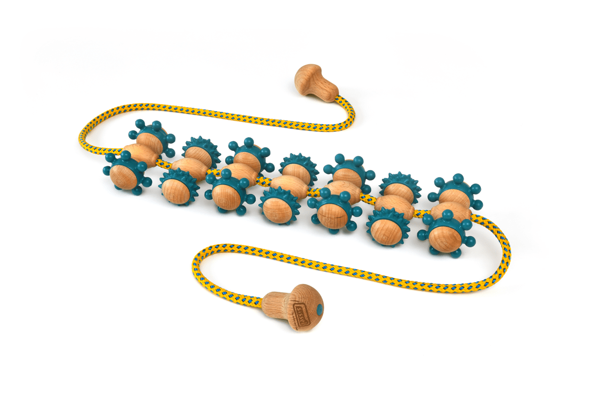 SISSEL Fit Massageroller,Seil-Roller, holz-blau