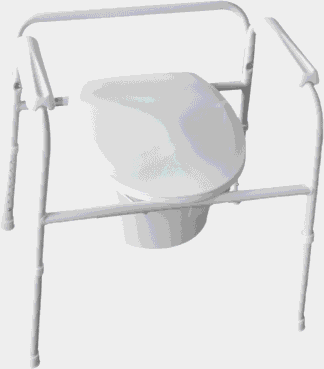 Toilettenstützgestell TSG 130 mit Eimer, Spritzschutz und Armlehnen