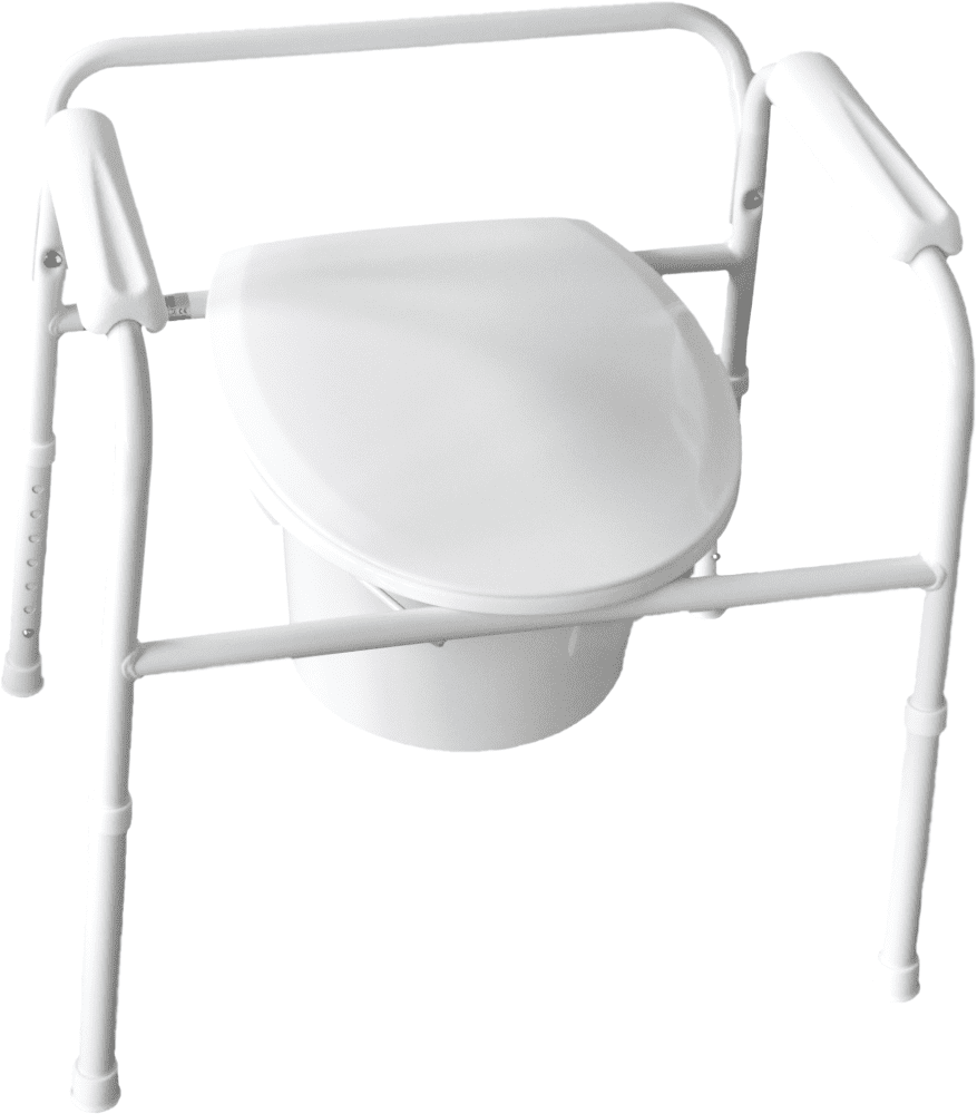 Toilettenstützgestell TSG 130 mit Eimer, Spritzschutz und Armlehnen