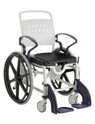 Dusch- und Toilettenrollstuhl GENF 24 Räder, grau/blau