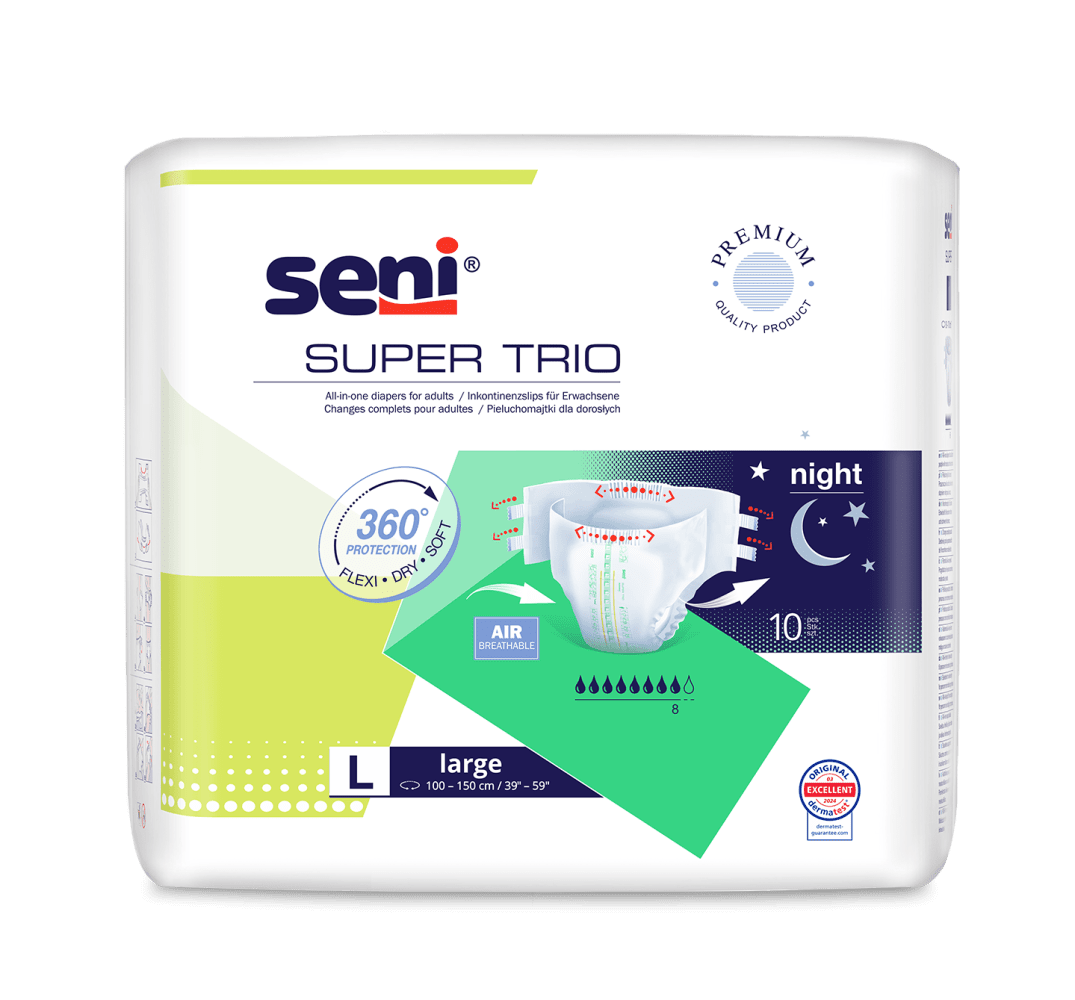 Inkontinenzhosen Super Seni Trio Large, Hüfte 100 bis 150 cm (1 Karton: 6 x 10 Stück)