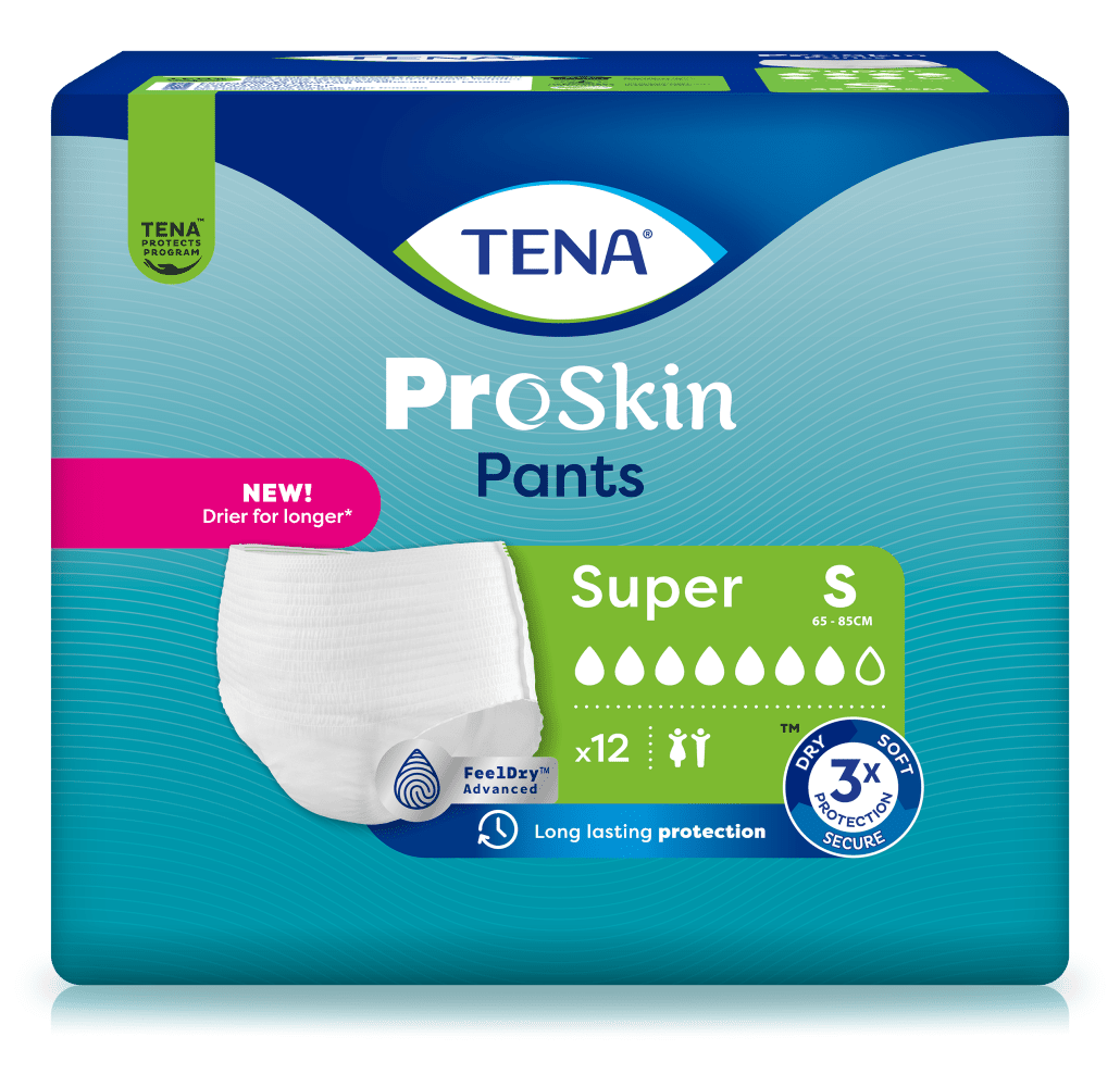 TENA Pants PROskin Super S, Hüfte 65-85 cm (1 Karton: 4 x 12 Stück)