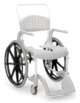 Dusch- und Toilettenrollstuhl Clean 24 Räder, Sitzhöhe 55 cm, weiß