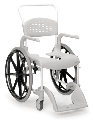 Dusch- und Toilettenrollstuhl Clean 24 Räder, Sitzhöhe 55 cm, weiß