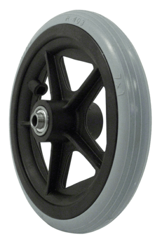 Rad mit PU-Reifen 5 Speichen Nabenlänge 60 mm, schwarz/grau