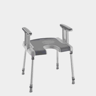Duschhocker INVACARE Sorrento mit Armlehnen und Ausschnitt, weiß-grau