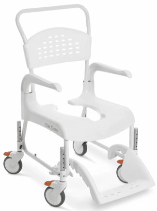 Dusch- und Toilettenrollstuhl Clean, höhenverstellbar weiß, Sitzhöhe 47,5-60 cm