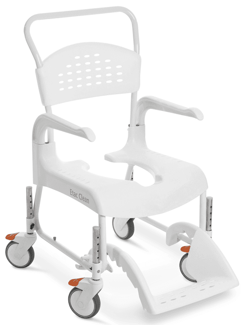 Dusch- und Toilettenrollstuhl Clean, höhenverstellbar weiß, Sitzhöhe 47,5-60 cm