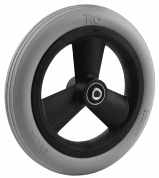Rad mit PU-Reifen 3 Speichen Nabenlänge 60 mm, schwarz/grau