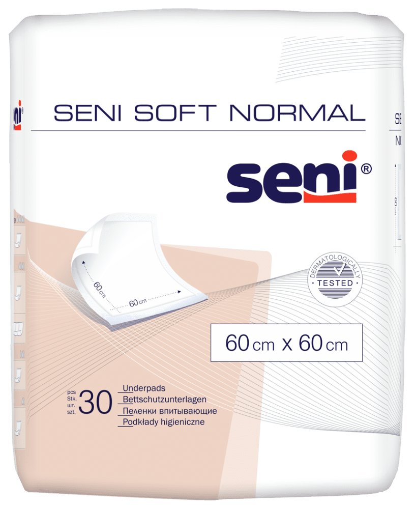 Bettschutzunterlagen Seni Soft Normal 60 x 60 cm (1 Karton: 4 x 30 Stück)