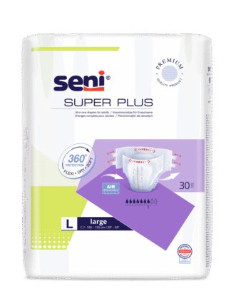 Inkontinenzhosen Seni Super Plus Large, Hüfte 100 bis 150 cm(1 Karton: 3 x 30 Stück)