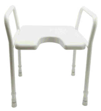 Duschhocker mit Armlehnen und Ausschnitt höhenverstellbar weiß