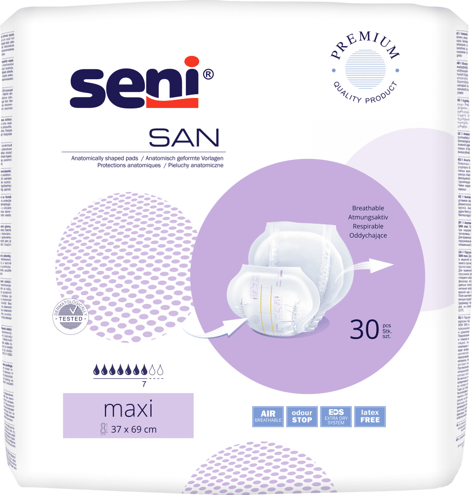 Inkontinenzvorlagen Seni San Maxi (1 Karton: 4 x 30 Stück)