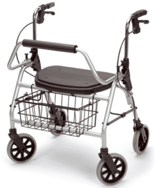 Rollator XXL mit Rückenbügel, Sitz,Korb,PU, maximal 200Kg,silber