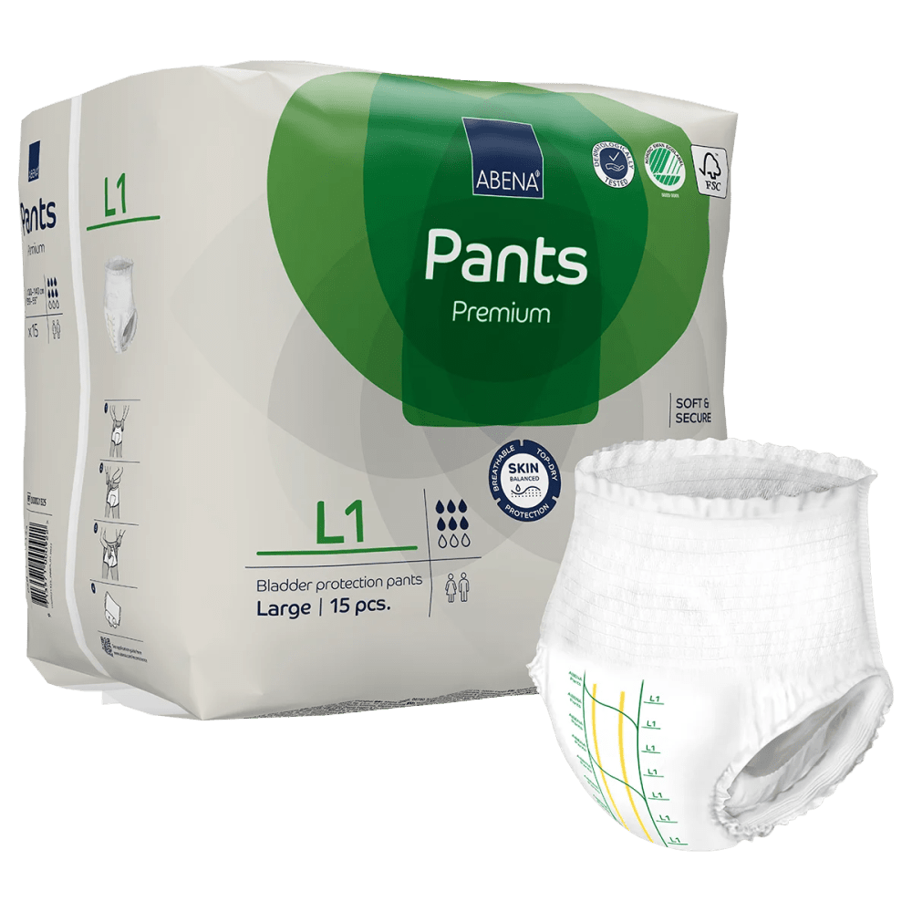 Windelhose ABENA-Pants Premium L1 Hüfte 100 bis 140 cm (1 Karton: 6 x 15 Stk)