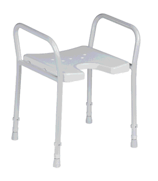 Duschhocker 9402-A höhenverstellbar mit Armlehne und Hygieneausschnitt weiß