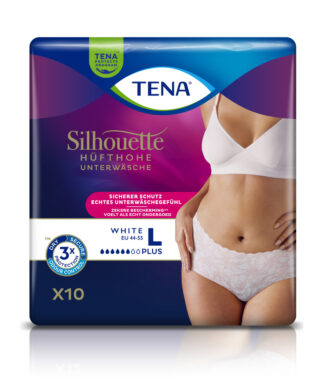 TENA Silhouette Lady Pants Plus White L, Hüfte 95-125cm (1 Karton: 2 x 10 Stück)