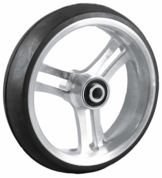 Rad mit 6-Speichen-Alu-Felge silber, Vollgummi 125x32 schwarz,NL36