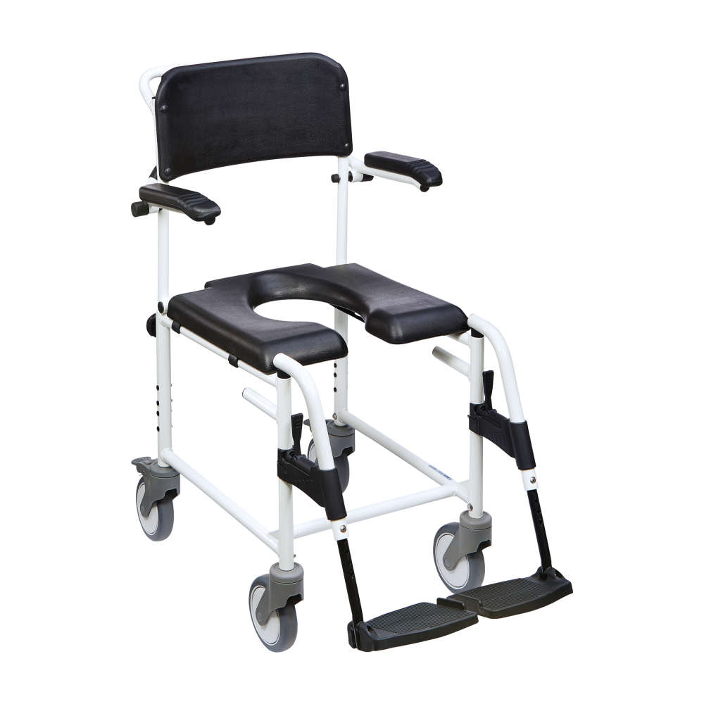 Dusch-Toilettenstuhl Levina 320-2 5 Räder, weiß-schwarz