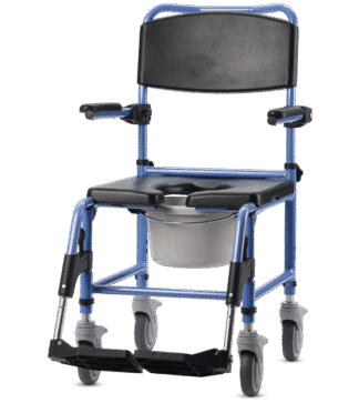Dusch- und Toilettenrollstuhl TS-Aqua 4 Lenkrollen 5, blau-schwarz