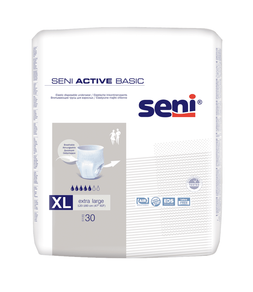 Inkontinenzslip Seni Active Basic X-Large Taillenumfang 120 bis 160 cm (1 Karton: 3 x 30 Stück)