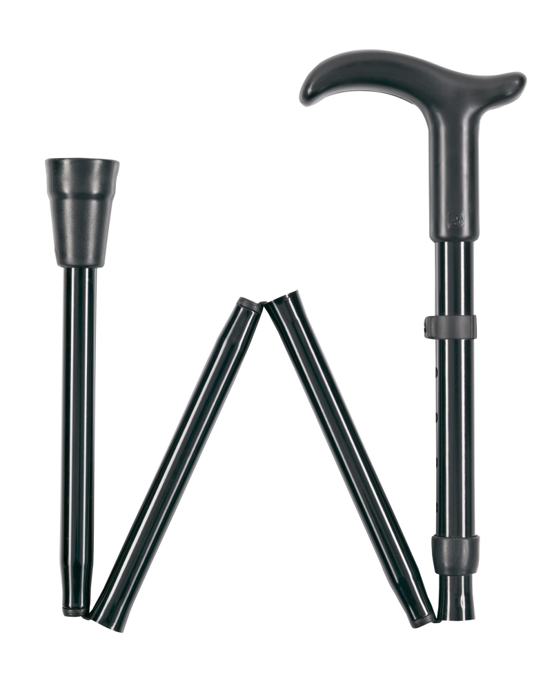 Gehstock SIMPLEX faltbar, Fritzgriff, 5-fach höhenverstellbar schwarz – Bild 2