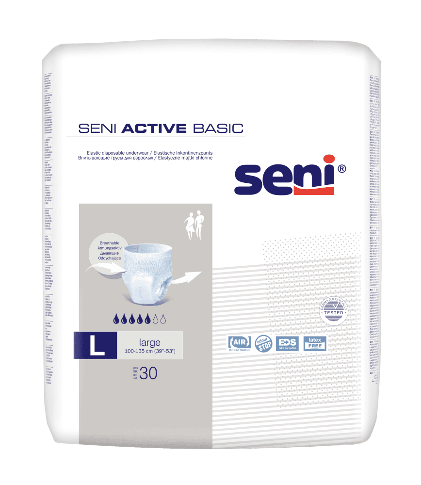 Inkontinenzslip Seni Active Basic Large Taillenumfang 100 bis 135 cm (1 Karton: 3 x 30 Stück)