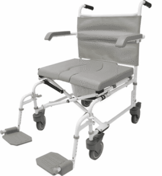 Duschtoilettenrollstuhl DUO MOTION XL, 5 Räder, grau-weiß