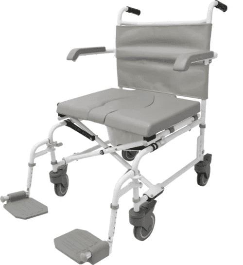 Duschtoilettenrollstuhl DUO MOTION XL, 5 Räder, grau-weiß