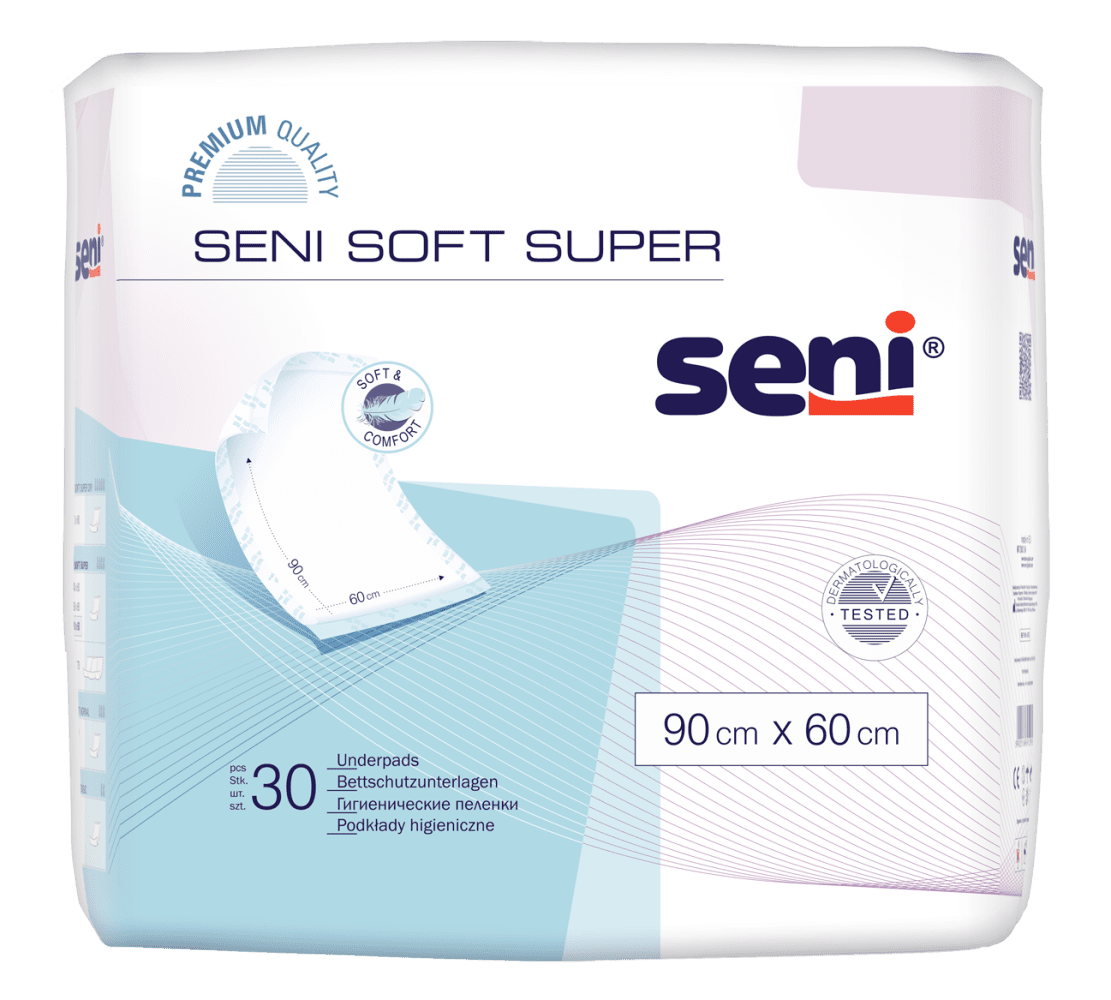 Bettschutzunterlagen Seni Soft Super 90x60 (1 Karton: 4 x 30 Stück)