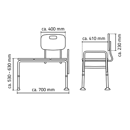 Badewannen-Transferbank Aluminium weiß 70 x 41 x 53-63cm – Bild 2