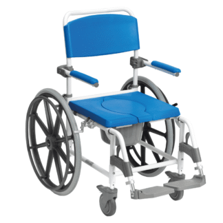Dusch-Toilettenrollstuhl ASTON 24Räder,weiß-blau