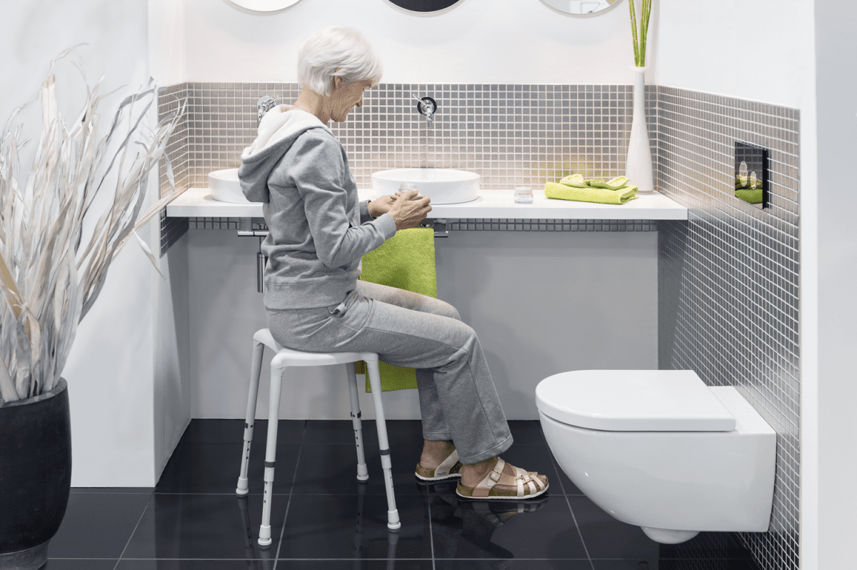 Duschhocker AQUATEC DOT mit 2 Auschnitten SH 40-55cm, grau – Bild 4