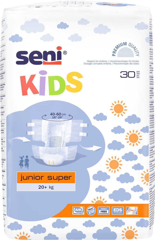 Windelhosen Seni Kids Junior Super 20+ kg (1 Karton: 4 x 30 Stück)