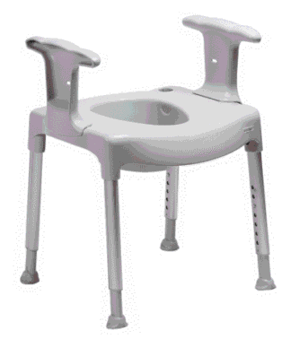 Toilettenstützgestell Swift mit Armlehnen und Spritzschutz Sitzhöhe 42-57 cm