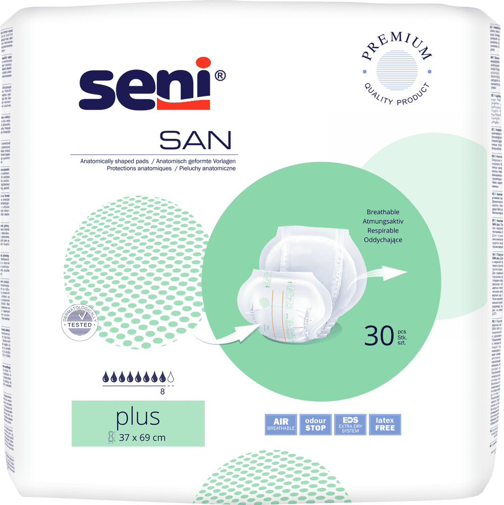 Inkontinenzvorlagen Seni San Plus (1 Karton: 2 x 30 Stück)