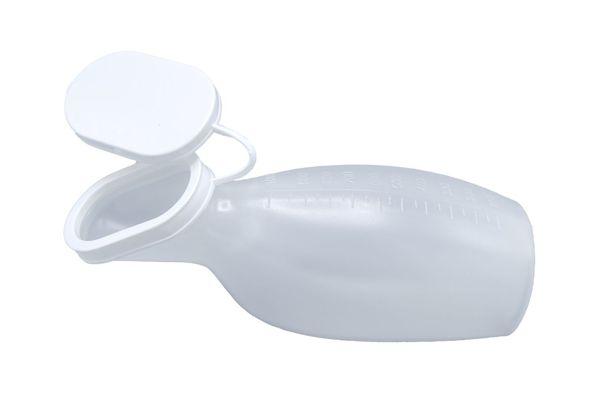 Urinflasche für Frauen mit Verschluss 1000 ml milchig