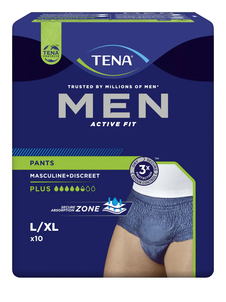 TENA men active Fit Pants Plus L/XL, Hüfte 95-130 cm (1 Karton: 4 x 10 Stück)
