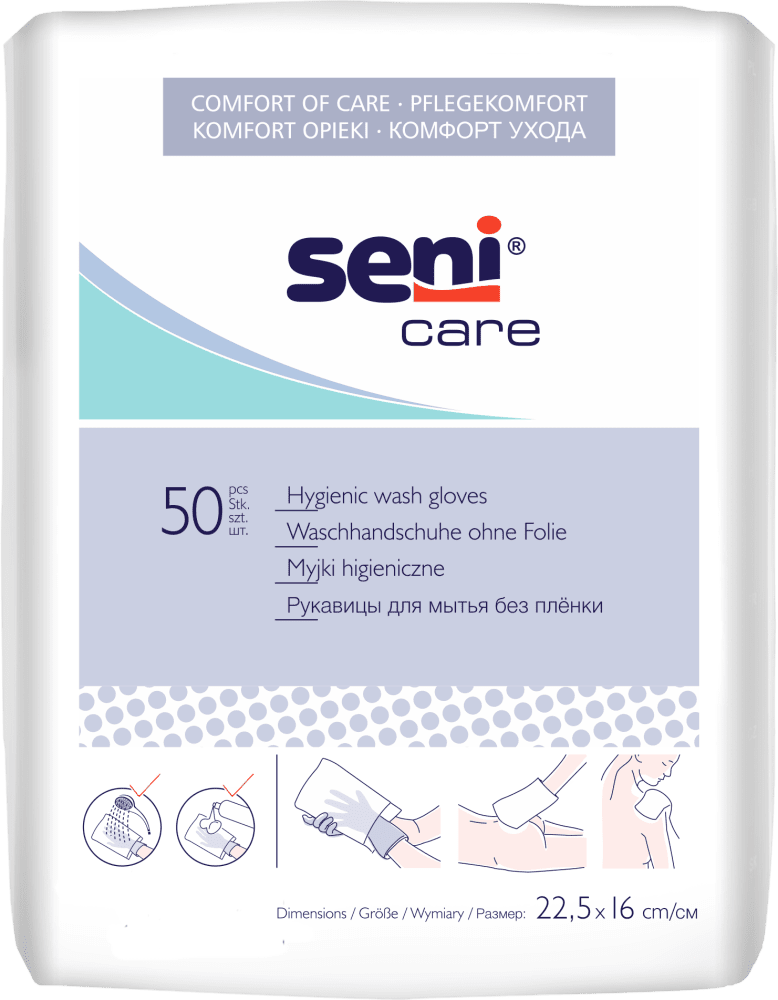 Seni Care Waschhandschuhe unfoliert 225x160mm(VPE: 50 Stück)