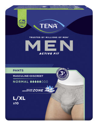 Inkontinenzunterwäsche TENA Men Active Fit Pants Normal Größe L/XL (1 Karton: 4 x 10 Stück)