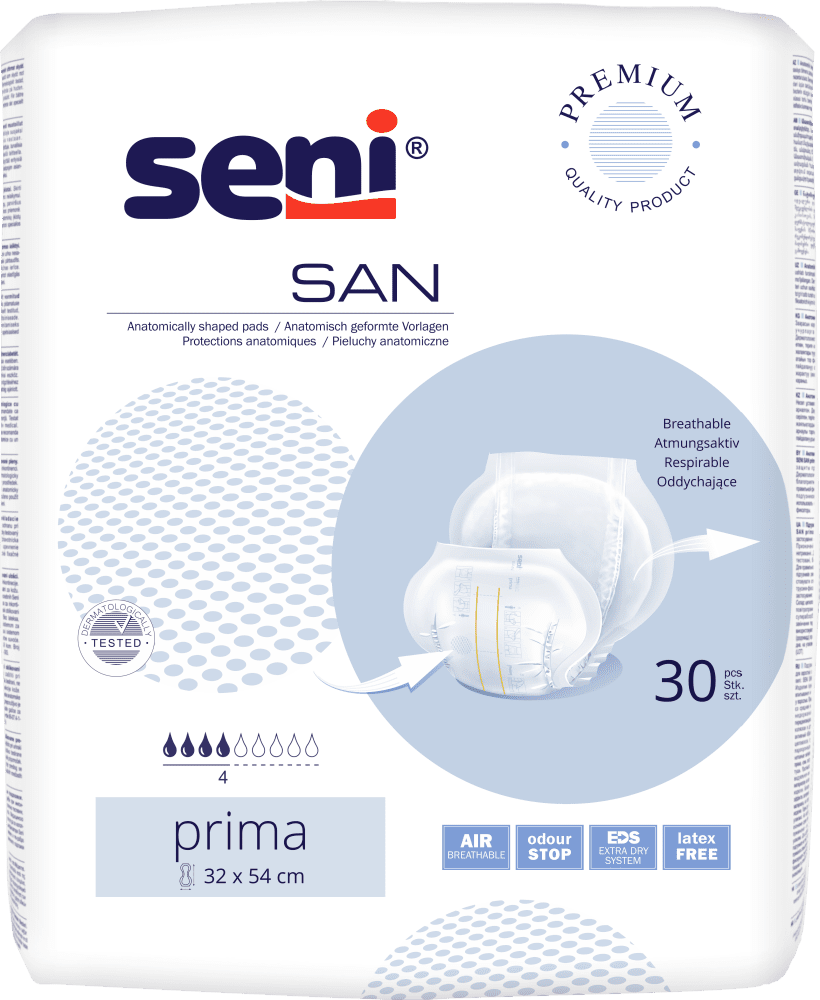 Inkontinenzvorlagen Seni San Classic Prima (1 Karton: 4 x 30 Stück)
