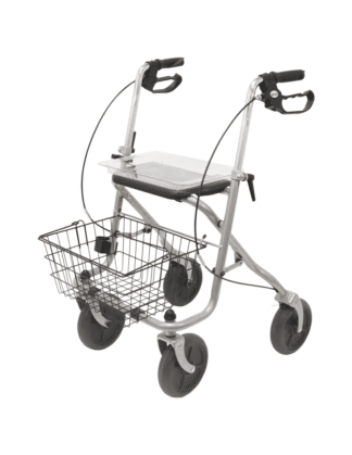 Rollator MIGO 2G 190/50 mit Stockhhalter, Tablett, Korb, PU, silber  nur in 2er Schritten bestellbar
