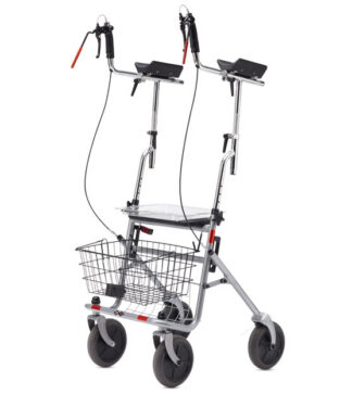 Arthritis-Rollator SENIO SRL mit Tablett, Korb,Sitz,PU,silber