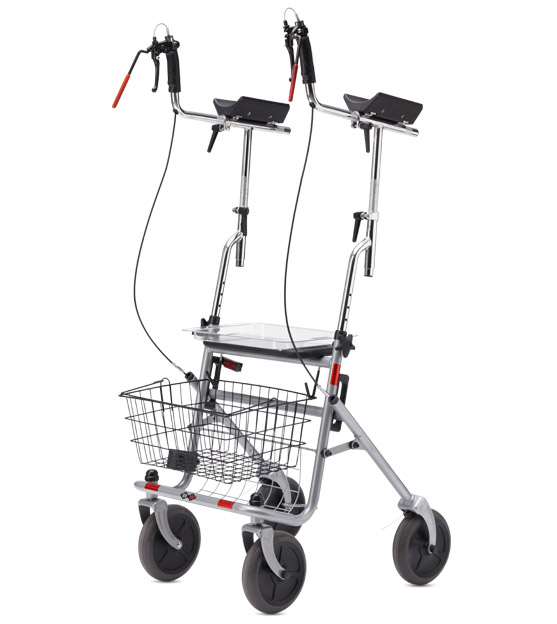 Arthritis-Rollator SENIO SRL mit Tablett, Korb,Sitz,PU,silber
