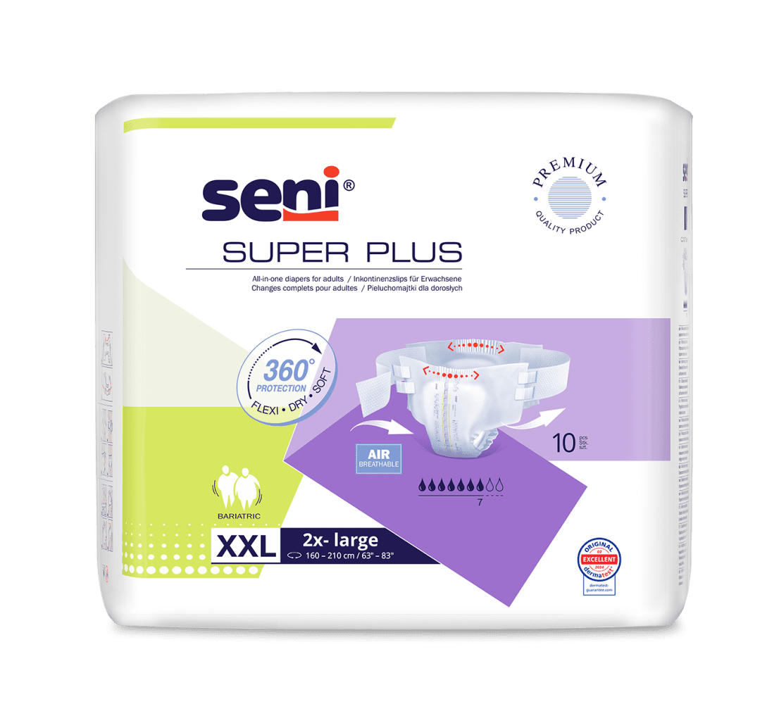 Inkontinenzhosen Seni Super Plus XX-Large, Hüfte 160 bis 210 cm(1 Karton: 6 x 10 Stück)