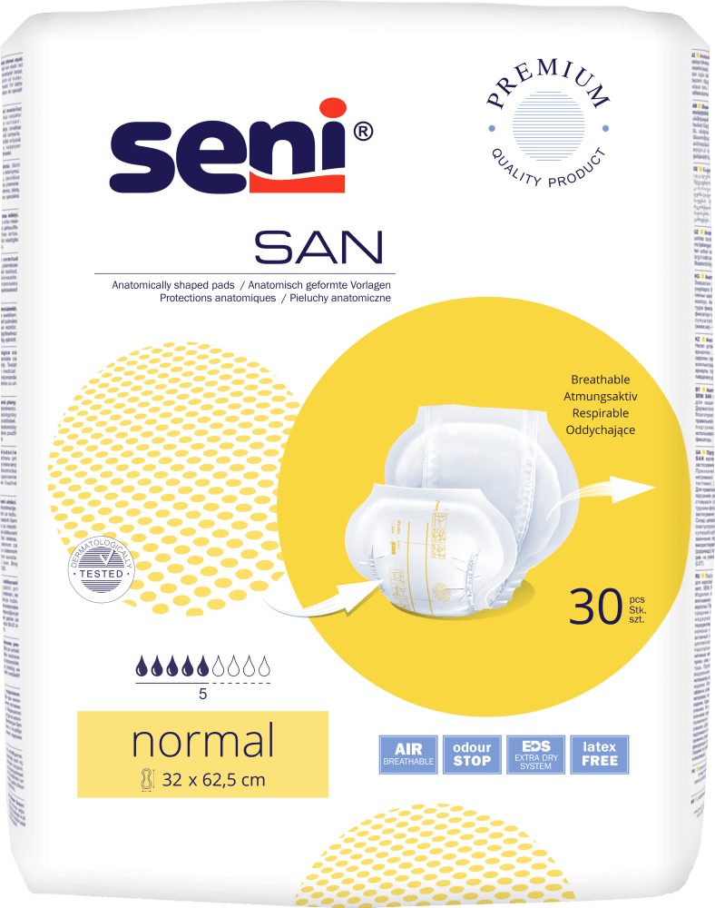 Inkontinenzvorlagen Seni San Normal (1 Karton: 4 x 30 Stück)