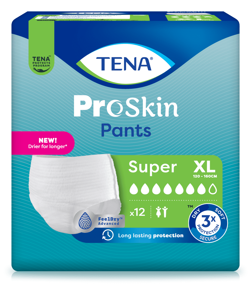 TENA Pants PROskin Super XL, Hüfte 120-160 cm (1 Karton: 4 x 12 Stück)