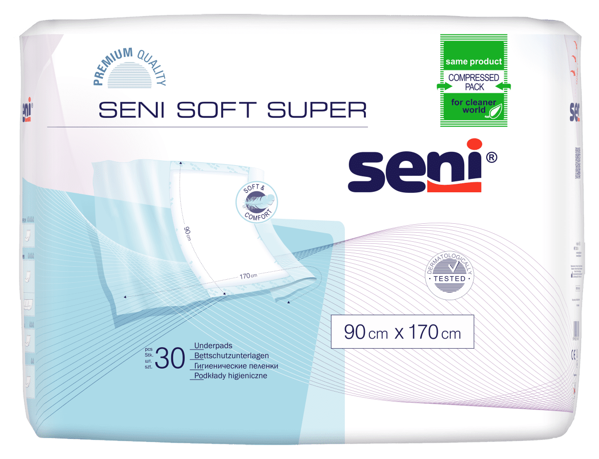 Bettschutzunterlagen Seni Soft Super mit Flügel 90x170(1 Karton: 4 x 30 Stück)