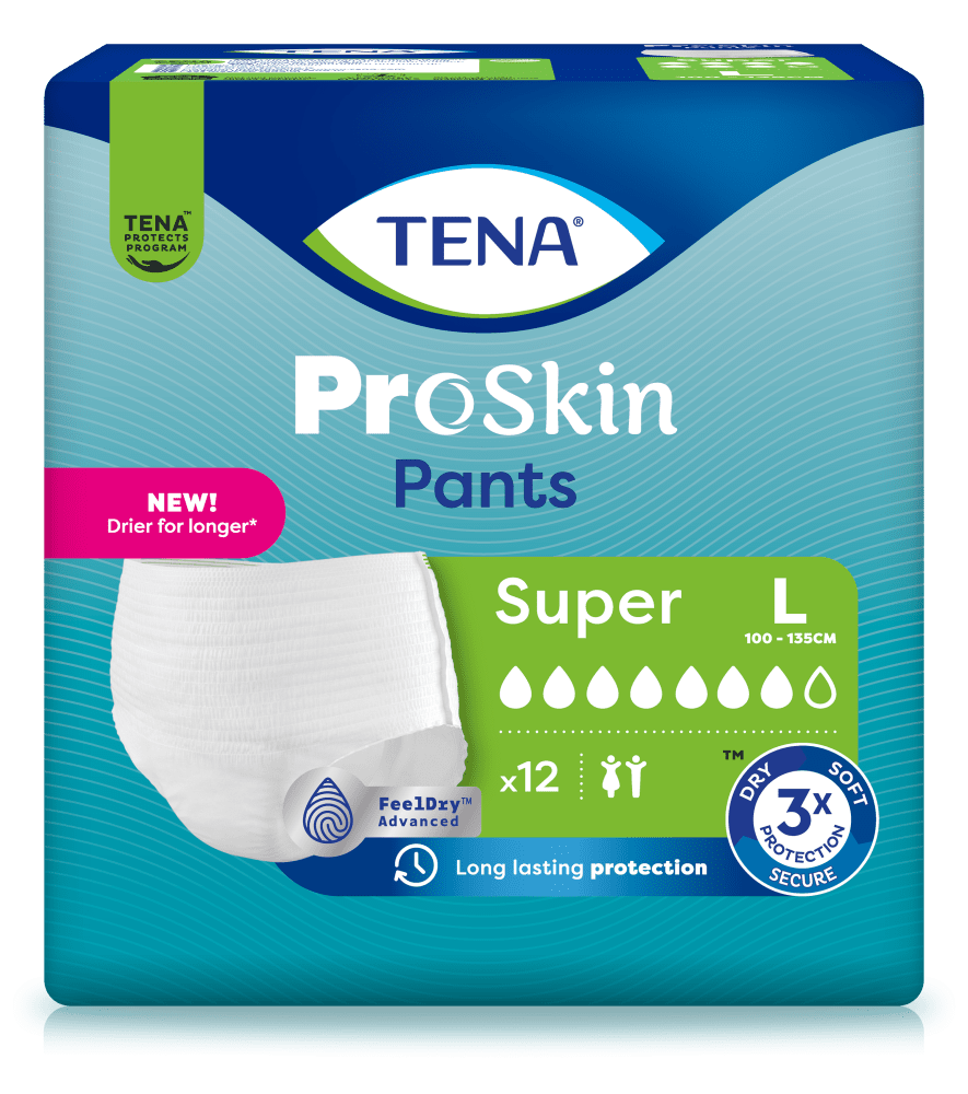 TENA Pants PROskin Super L, Hüfte 100-135 cm (1 Karton: 4 x 12 Stück)